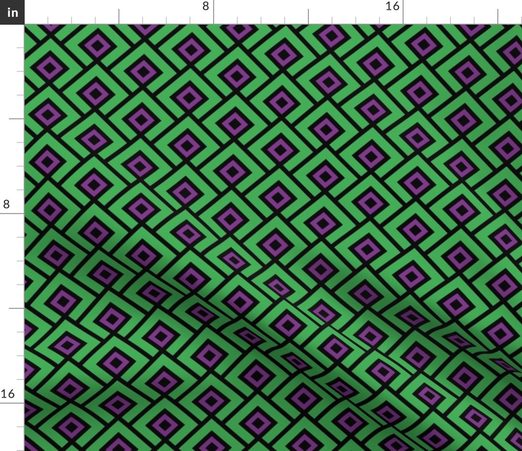 Geometric Pattern: Layered Diamonds: Green/Purple