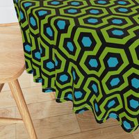 Geometric Pattern: Looped Hexagons: Green/Blue