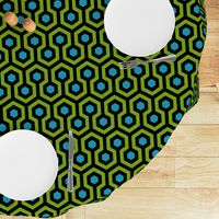 Geometric Pattern: Looped Hexagons: Green/Blue