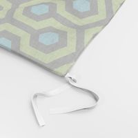 Geometric Pattern: Looped Hexagons: Green/Blue