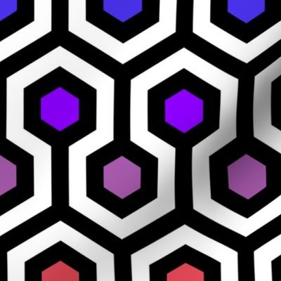 Geometric Pattern: Looped Hexagons: Rainbow