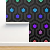 Geometric Pattern: Looped Hexagons: Dark Rainbow