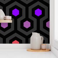 Geometric Pattern: Looped Hexagons: Dark Rainbow