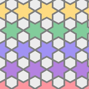 Geometric Pattern: Star Hexagon: Light Rainbow