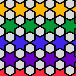 Geometric Pattern: Star Hexagon: Rainbow