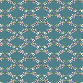 Floral trellis - Teal