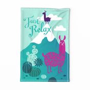 Llama Relax tea towel - poster