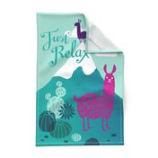 Llama Relax tea towel - poster