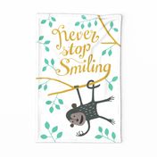 Monkey Never Stop Smiling tea towel - poster