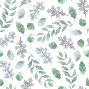 Green watercolor florals and leaves