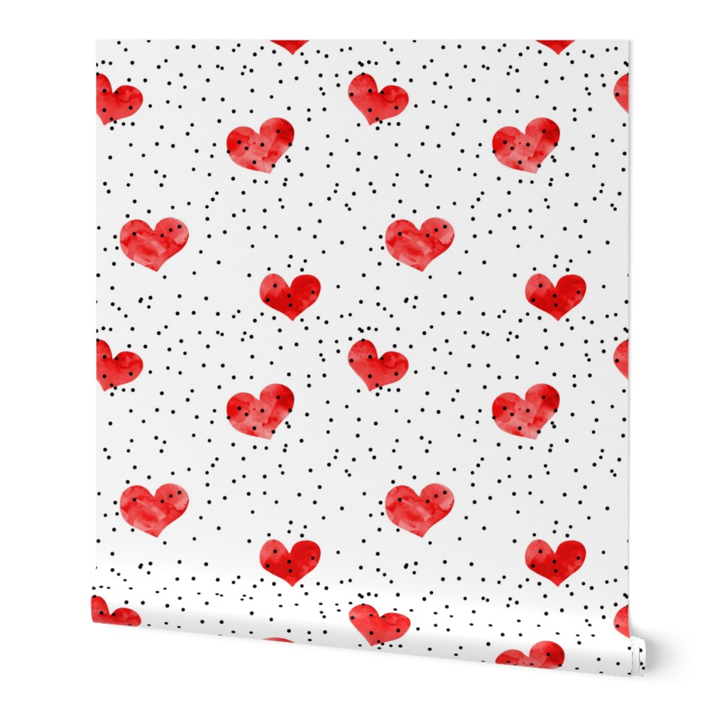 watercolor heart || scatter dots - red