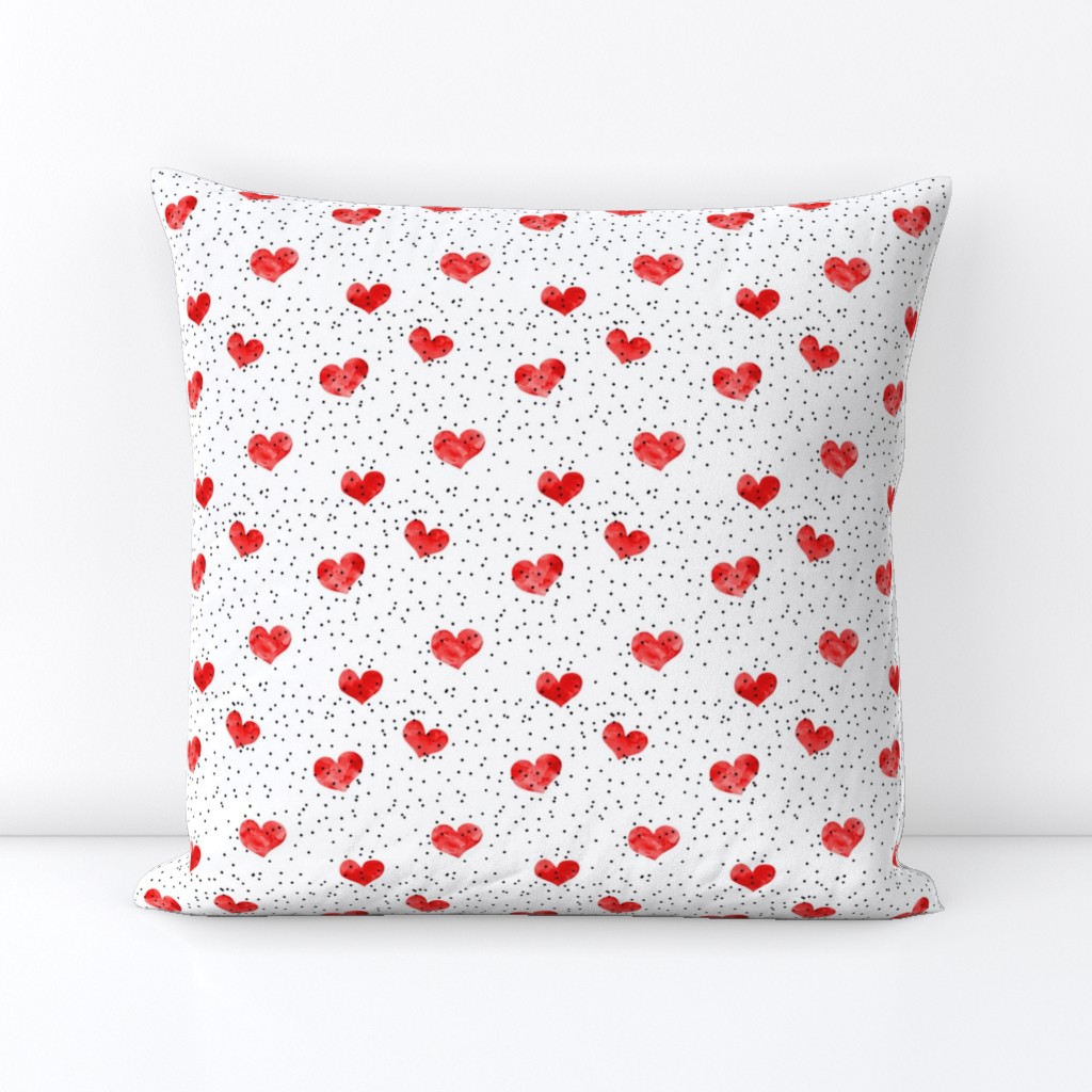 watercolor heart || scatter dots - red