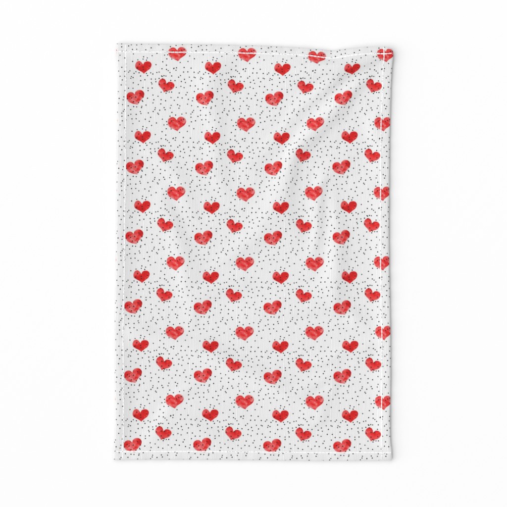 watercolor heart || scatter dots - red