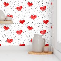 watercolor heart || scatter dots - red