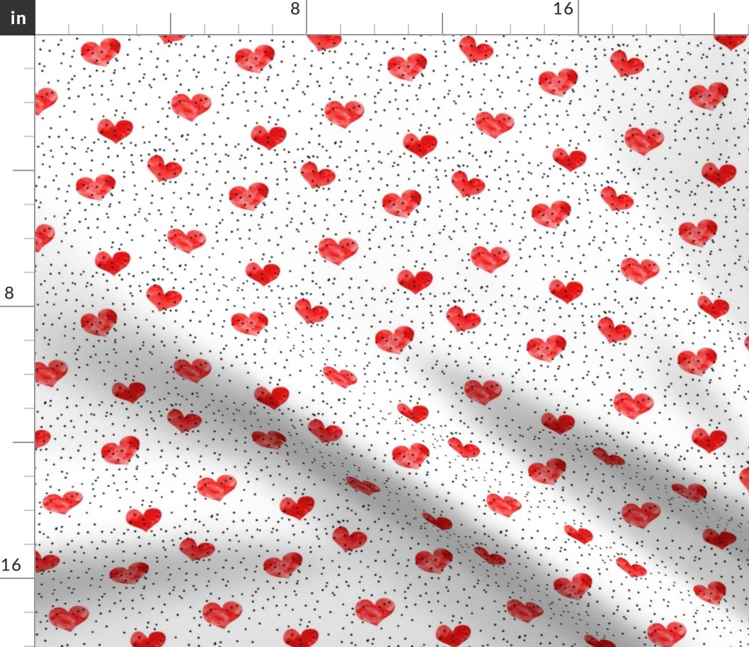 watercolor heart || scatter dots - red