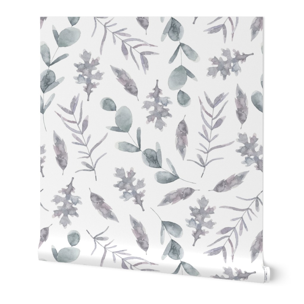 Gray watercolor florals