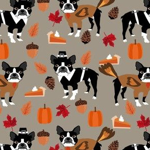 Boston Terrier thanksgiving fabric cute dog in costumes design