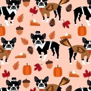 Boston Terrier thanksgiving fabric cute dog in costumes design