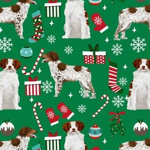 brittany spaniel dog fabric christmas xmas holiday dog design