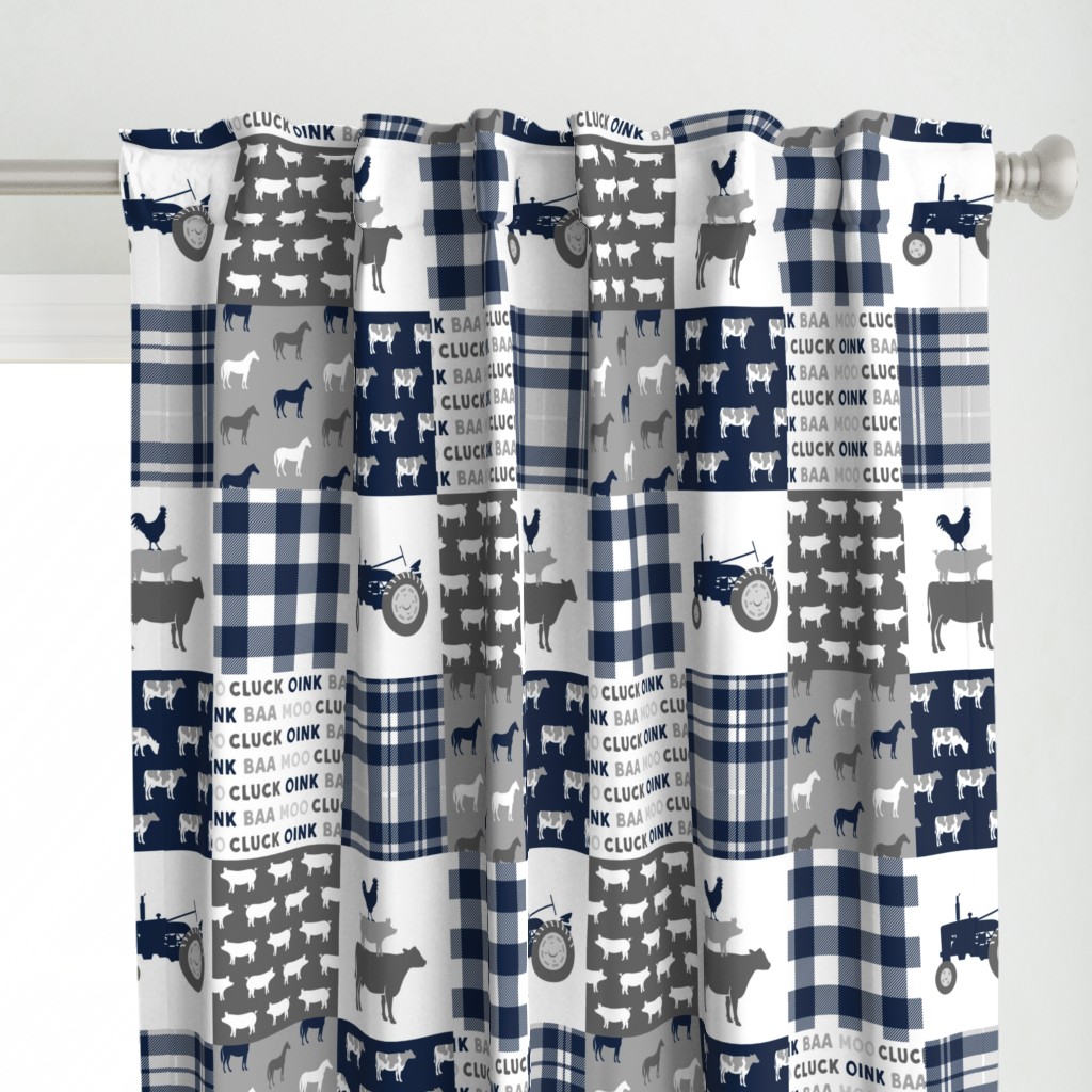 farm wholecloth - patchwork farm fabric navy plaid