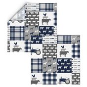 farm wholecloth - patchwork farm fabric navy plaid