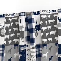 farm wholecloth - patchwork farm fabric navy plaid