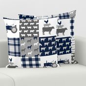 farm wholecloth - patchwork farm fabric navy plaid