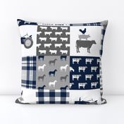 farm wholecloth - patchwork farm fabric navy plaid