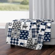 farm wholecloth - patchwork farm fabric navy plaid