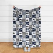 farm wholecloth - patchwork farm fabric navy plaid