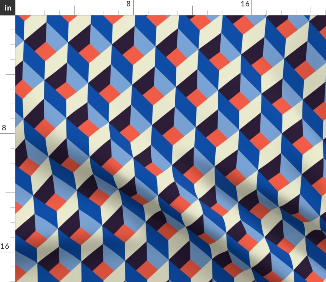 Geometric Pattern: Box: Blue/Orange