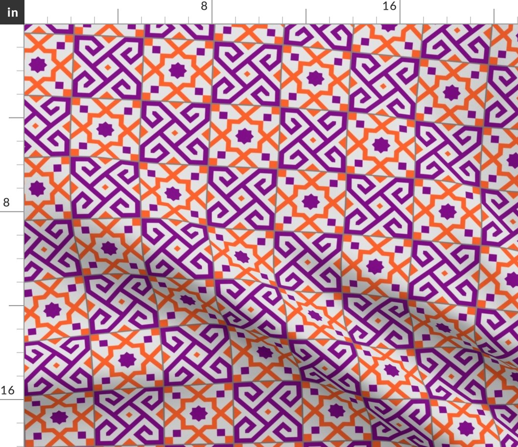 Geometric Pattern: Tiles: Purple/Orange