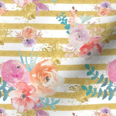 Floral gold pinstipe and splash