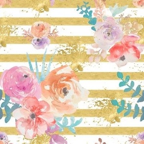 Floral gold pinstipe and splash