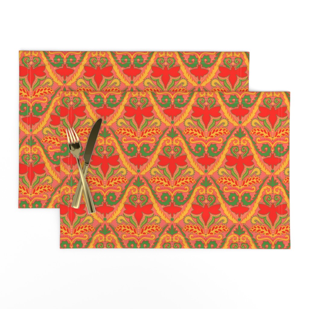 Boho bee damask in hot sauce