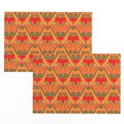 Boho bee damask in hot sauce