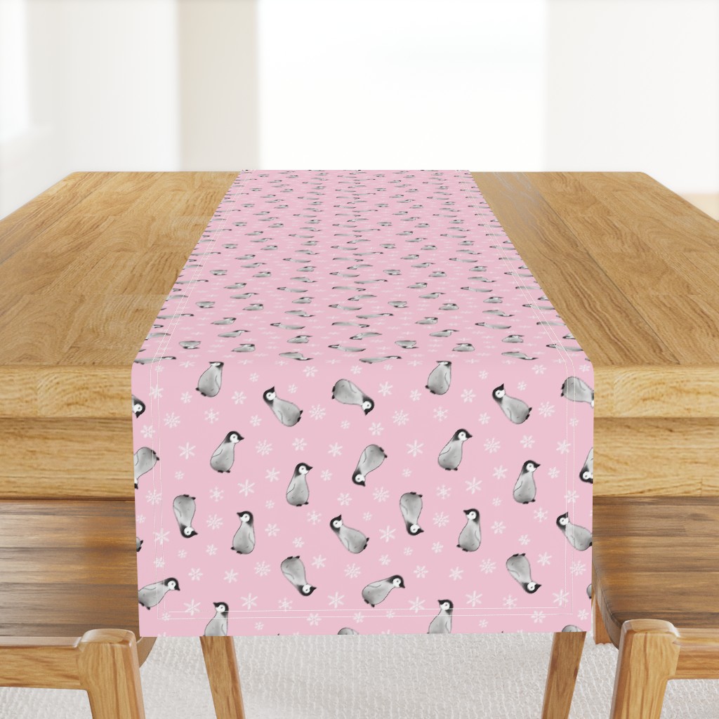 Baby Emperor Penguins - pink with snowflakes