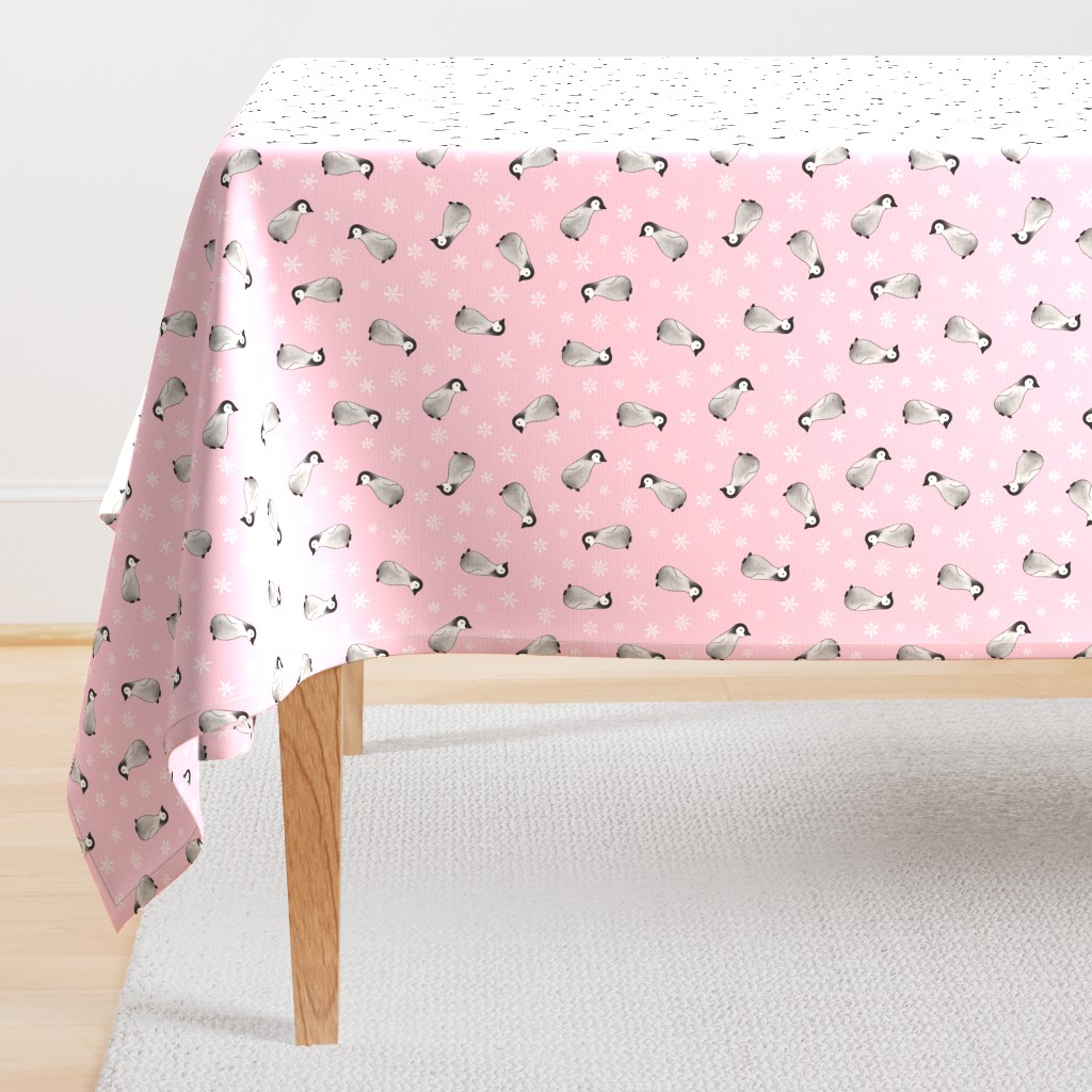 Baby Emperor Penguins - pink with snowflakes