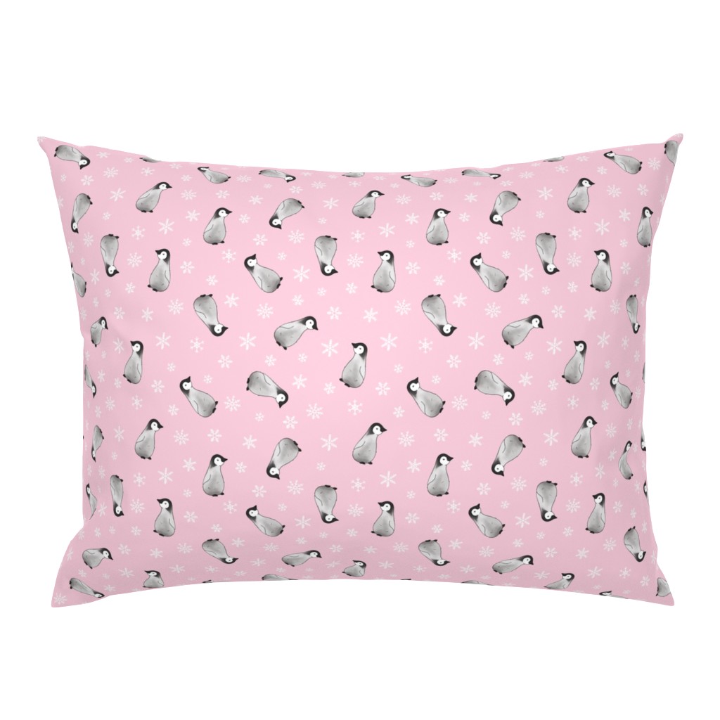 Baby Emperor Penguins - pink with snowflakes