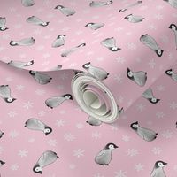 Baby Emperor Penguins - pink with snowflakes