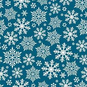 Magical snowflakes 10 // marine blue background white snowflakes