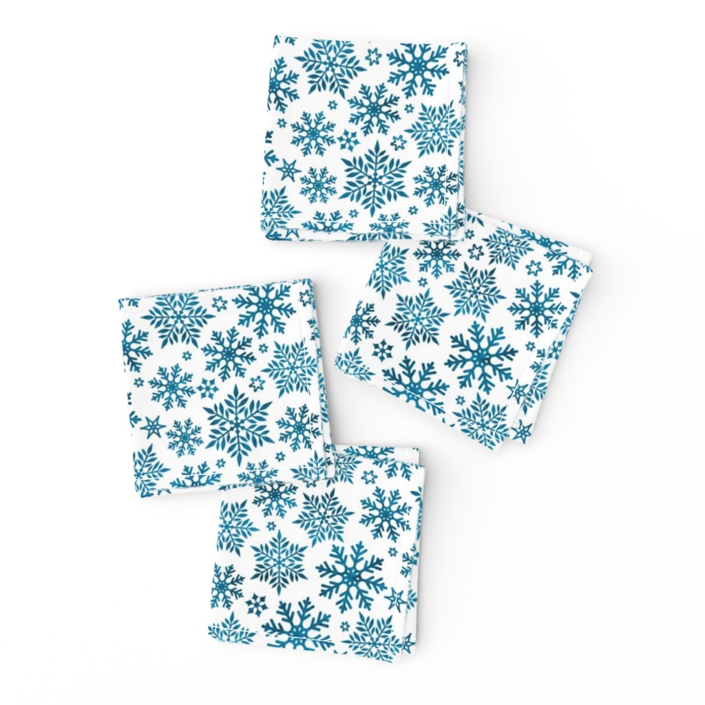 Magical snowflakes 11 // white background marine blue snowflakes