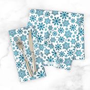 Magical snowflakes 11 // white background marine blue snowflakes