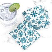 Magical snowflakes 11 // white background marine blue snowflakes