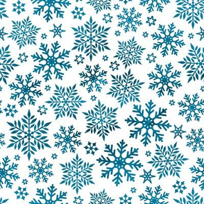 Magical snowflakes 11 // white background marine blue snowflakes