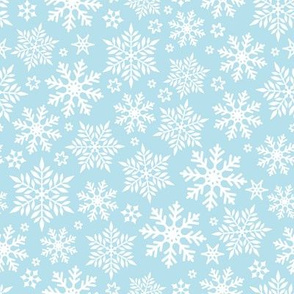 Magical snowflakes 12 //  white background pastel blue snowflakes