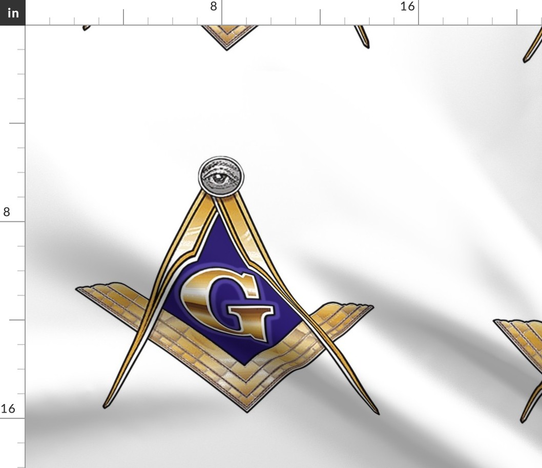 12" Masonic Square Compass Gold 