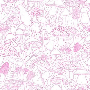 All The Mushrooms in Pink 1/2 Size