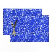 Sketched floral on Cobalt Blue - Large Scale