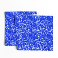 Sketched floral on Cobalt Blue - Large Scale